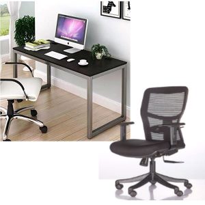 Table’s With MS Leg & Shelf - White with Ergo Medium Back Chair